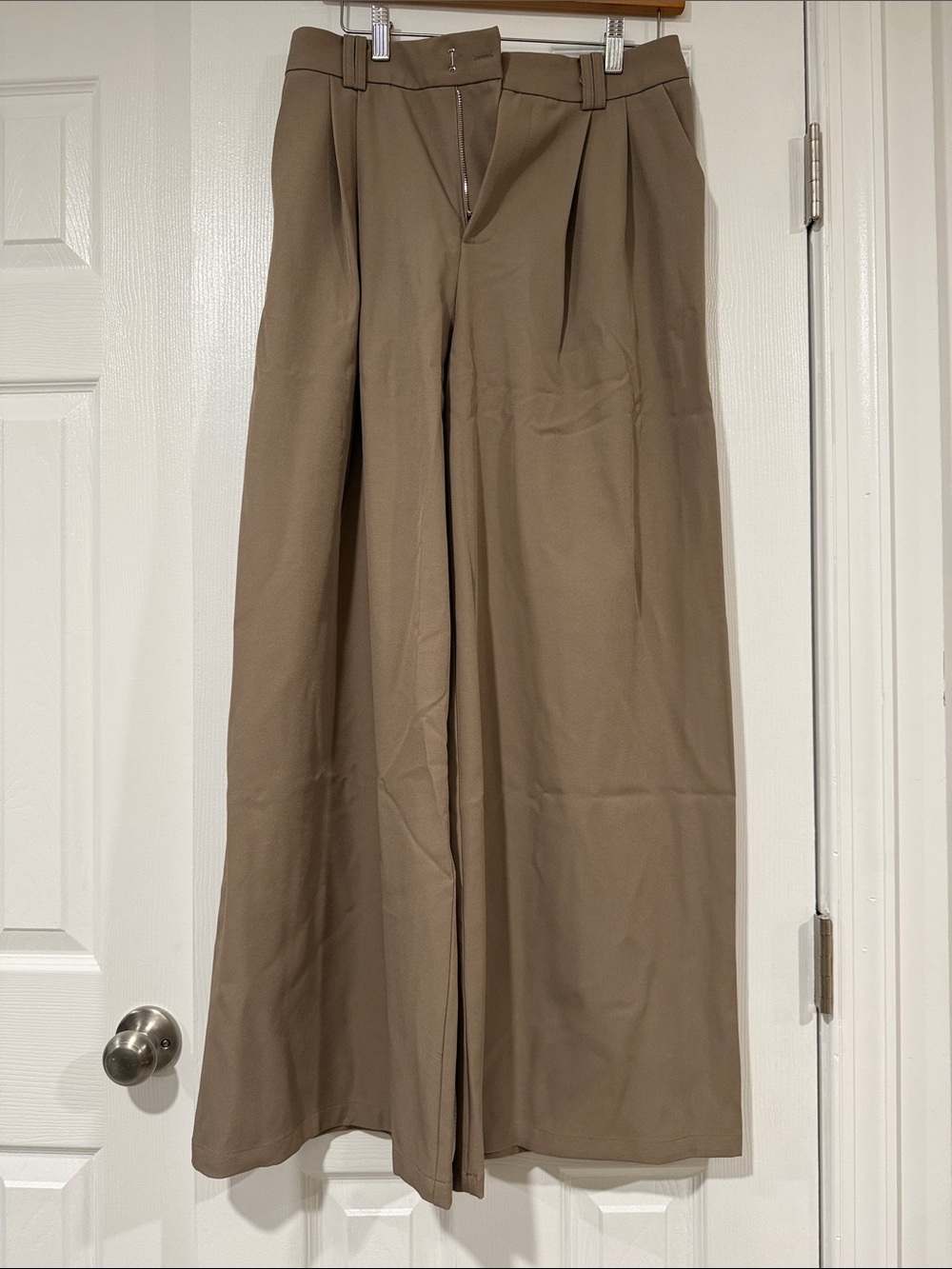 Petal & Pup Wide-Leg Pleated Pants in Taupe